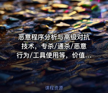 恶意程序分析与高级对抗技术，专杀/通杀/恶意行为/工具使用等，价值799