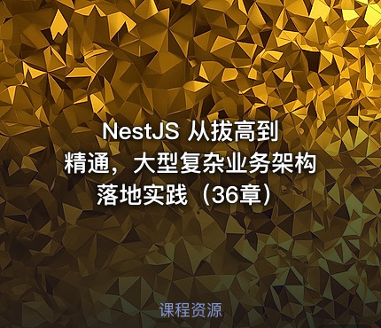 NestJS 从拔高到精通，大型复杂业务架构落地实践（36章）