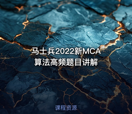 马士兵2022新MCA算法高频题目讲解