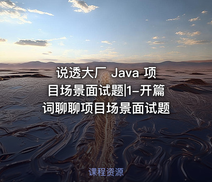 说透大厂 Java 项目场景面试题|1-开篇词聊聊项目场景面试题