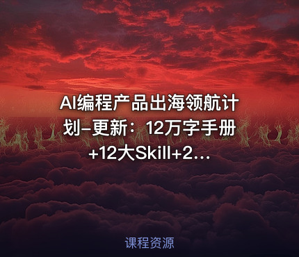AI编程产品出海领航计划-更新：12万字手册+12大Skill+2个独家工具，从找需求到上线收美金跑通全链路