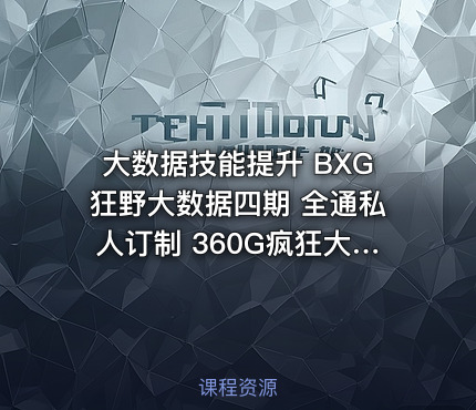 大数据技能提升 BXG狂野大数据四期 全通私人订制 360G疯狂大数据就业套餐课程