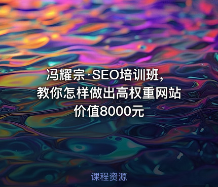 冯耀宗·SEO培训班，教你怎样做出高权重网站 价值8000元