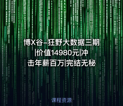 博X谷-狂野大数据三期||冲击年薪百万|完结无秘
