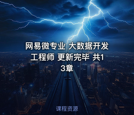 网易微专业 大数据开发工程师 更新完毕 共13章