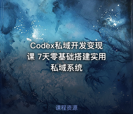 Codex私域开发变现课 7天零基础搭建实用私域系统
