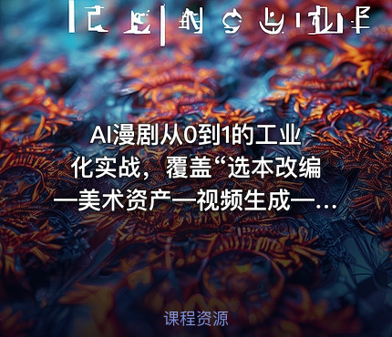 AI漫剧从0到1的工业化实战，覆盖“选本改编—美术资产—视频生成—后期剪辑”全链路课程