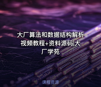 大厂算法和数据结构解析视频教程+资料源码|大厂学苑
