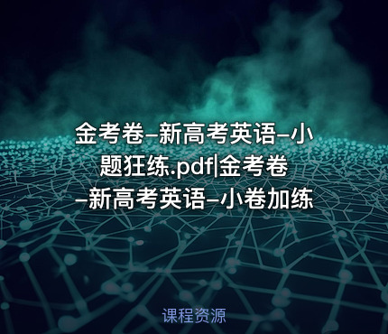 金考卷-新高考英语-小题狂练.pdf|金考卷-新高考英语-小卷加练