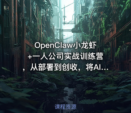 OpenClaw小龙虾+一人公司实战训练营 ，从部署到创收，将AI工具转化为“一人公司”引擎，低成本变现（更新）