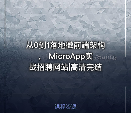 从0到1落地微前端架构， MicroApp实战招聘网站|高清完结