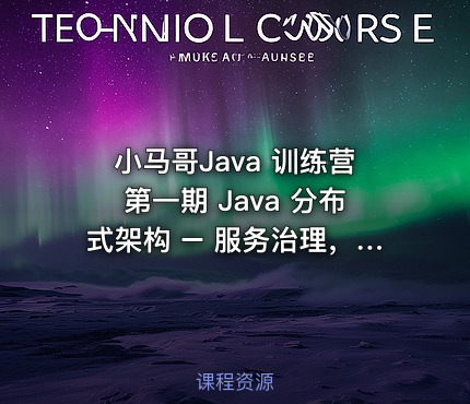 小马哥Java 训练营第一期 Java 分布式架构 – 服务治理，价值2999
