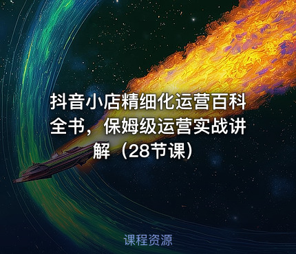 抖音小店精细化运营百科全书，保姆级运营实战讲解（28节课）
