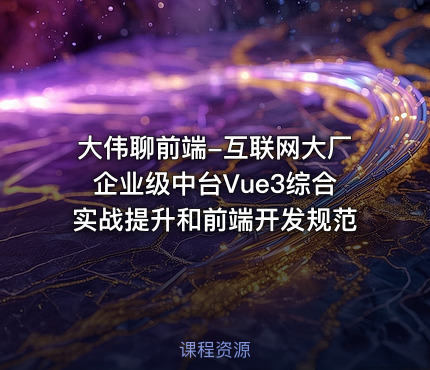 大伟聊前端-互联网大厂企业级中台Vue3综合实战提升和前端开发规范