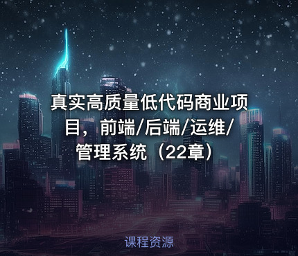 真实高质量低代码商业项目，前端/后端/运维/管理系统（22章）