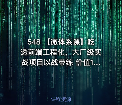 548 【微体系课】吃透前端工程化，大厂级实战项目以战带练 价值1680