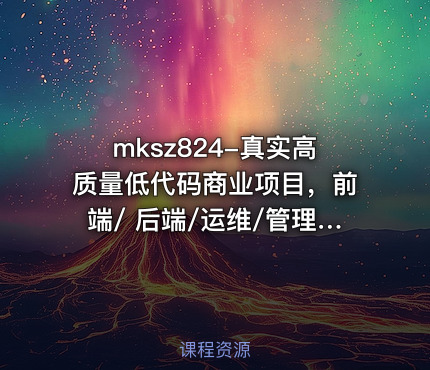 mksz824-真实高质量低代码商业项目，前端/ 后端/运维/管理系统（22章完结）