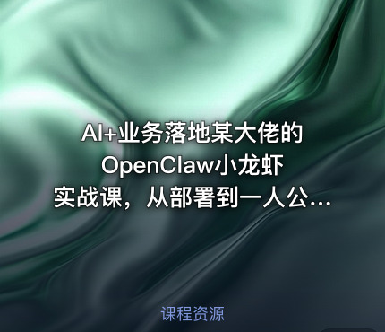 AI+业务落地某大佬的OpenClaw小龙虾实战课，从部署到一人公司全实操