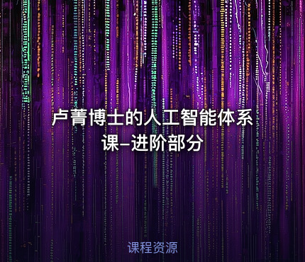 卢菁博士的人工智能体系课-进阶部分