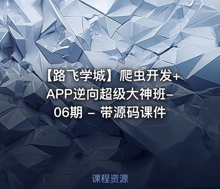 【路飞学城】爬虫开发+APP逆向超级大神班-06期 - 带源码课件