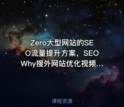 Zero大型网站的SEO流量提升方案，SEOWhy搜外网站优化视频培训 价值599元