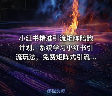 小红书精准引流矩阵陪跑计划，系统学习小红书引流玩法，免费矩阵式引流，付费投流广告