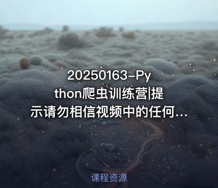 20250163-Python爬虫训练营|提示请勿相信视频中的任何联系方式防止被割韭菜~