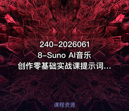 240-20260618-Suno AI音乐创作零基础实战课提示词・声音克隆・翻唱・后期全流程零基础做音乐接单变现更多资源