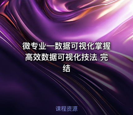 微专业—数据可视化掌握高效数据可视化技法 完结