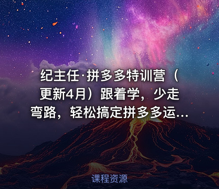 纪主任·拼多多特训营（更新4月）跟着学，少走弯路，轻松搞定拼多多运营