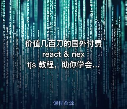 价值几百刀的国外付费 react & nextjs 教程，助你学会提升 react & nextjs