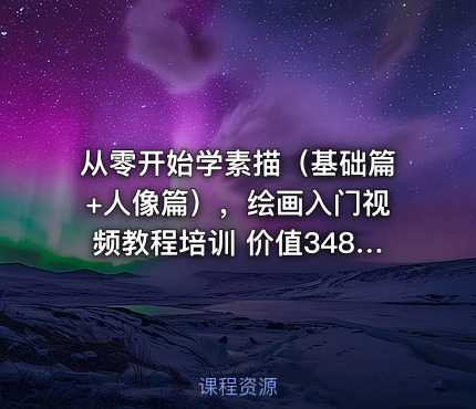 从零开始学素描（基础篇+人像篇），绘画入门视频教程培训 价值348元