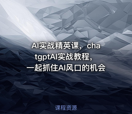 AI实战精英课，chatgptAI实战教程，一起抓住AI风口的机会