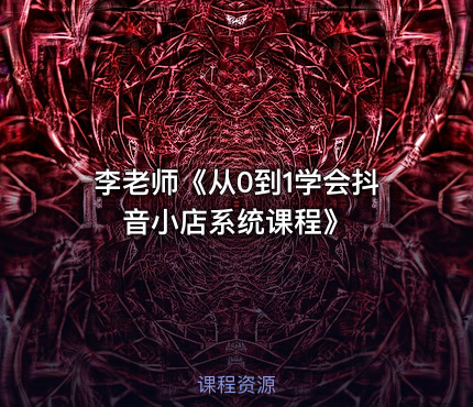 李老师《从0到1学会抖音小店系统课程》
