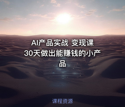 AI产品实战 变现课 30天做出能赚钱的小产品