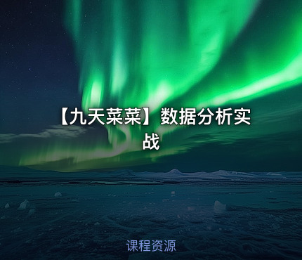 【九天菜菜】数据分析实战