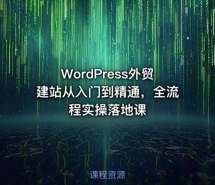 WordPress外贸建站从入门到精通，全流程实操落地课