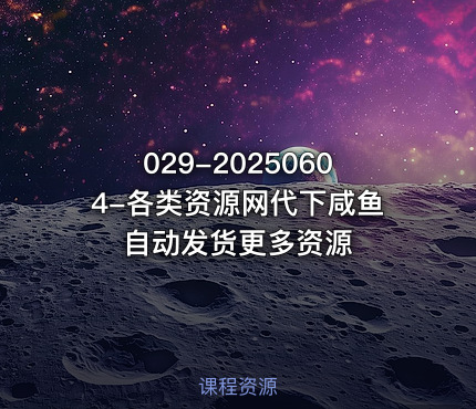 029-20250604-各类资源网代下咸鱼自动发货更多资源