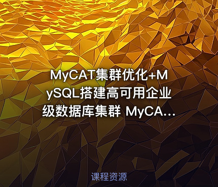 MyCAT集群优化+MySQL搭建高可用企业级数据库集群 MyCAT+MySQL殿堂进阶实战课程
