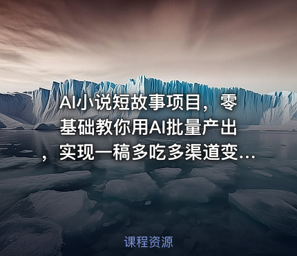 AI小说短故事项目，零基础教你用AI批量产出，实现一稿多吃多渠道变现