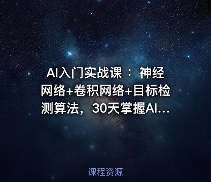 AI入门实战课 ：神经网络+卷积网络+目标检测算法，30天掌握AI核心基础