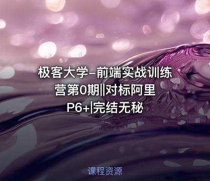 极客大学-前端实战训练营第0期||对标阿里 P6+|完结无秘