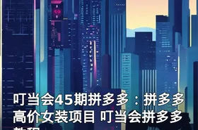 叮当会45期拼多多：拼多多高价女装项目 叮当会拼多多教程