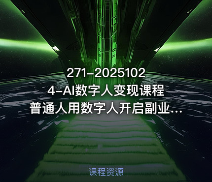 271-20251024-AI数字人变现课程普通人用数字人开启副业更多资源