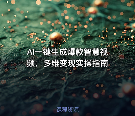 AI一键生成爆款智慧视频，多维变现实操指南