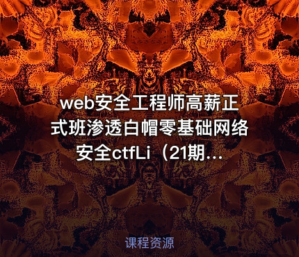 web安全工程师高薪正式班渗透白帽零基础网络安全ctfLi（21期）