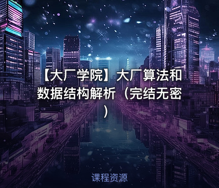 【大厂学院】大厂算法和数据结构解析（完结无密）