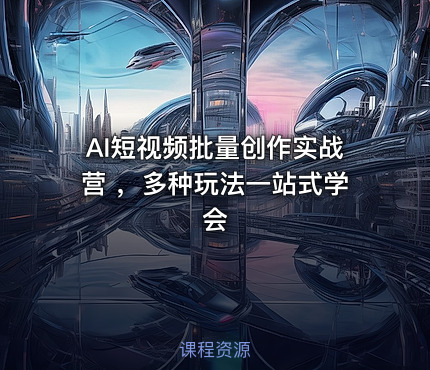 AI短视频批量创作实战营 ，多种玩法一站式学会