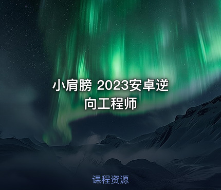 小肩膀 2023安卓逆向工程师