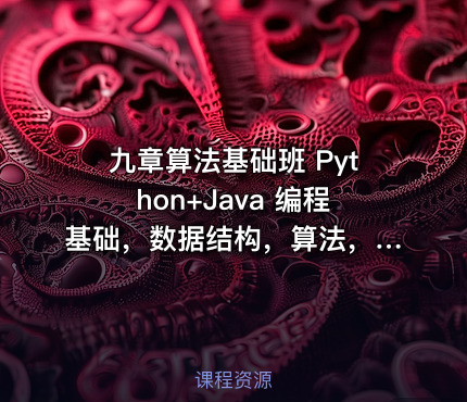 九章算法基础班 Python+Java 编程基础,数据结构,算法,代码 实现(100G) 价值7128